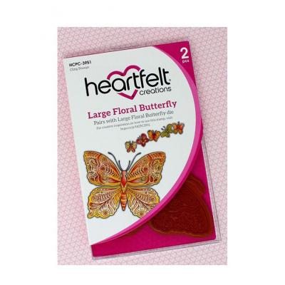 Heartfelt Creations Cling Rubber Stamp Set -  Large Floral Butterfly